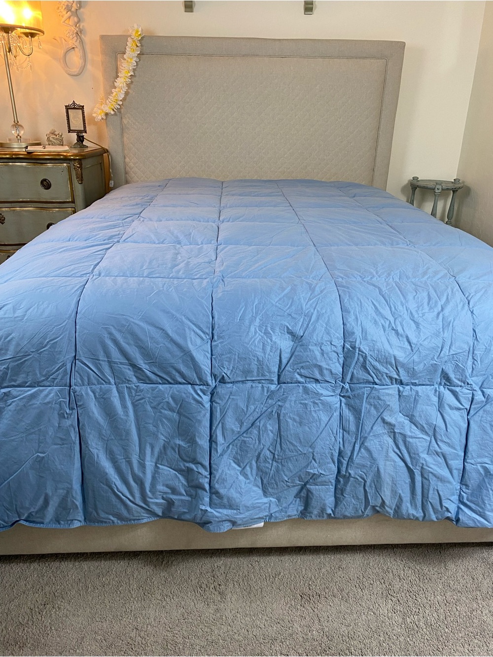 The Company Store Light Blue Box-Stitch Comforter Down Alternative - Picture 2 of 9